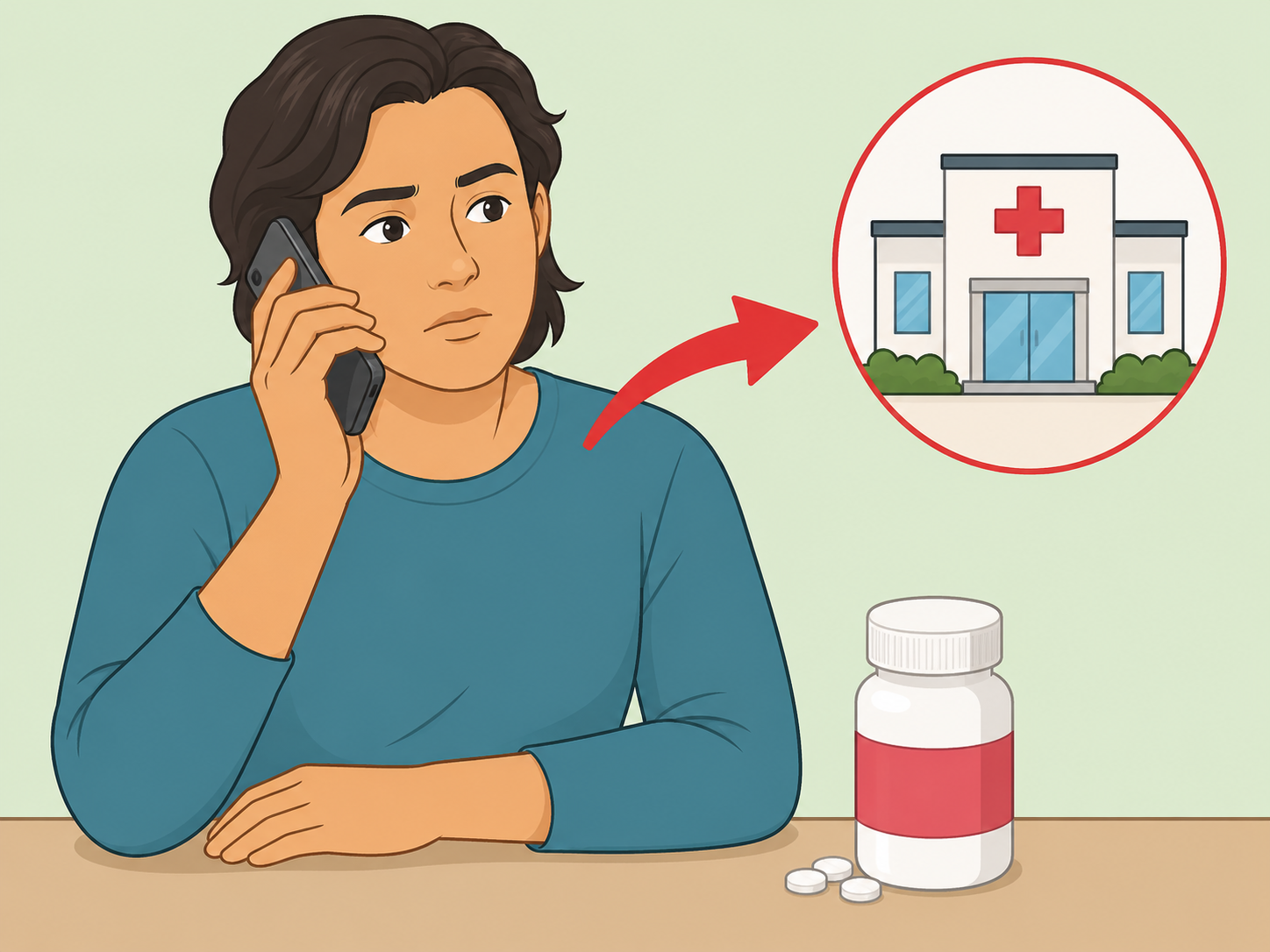 Person calling for medical help about urgent atorvastatin symptoms.
