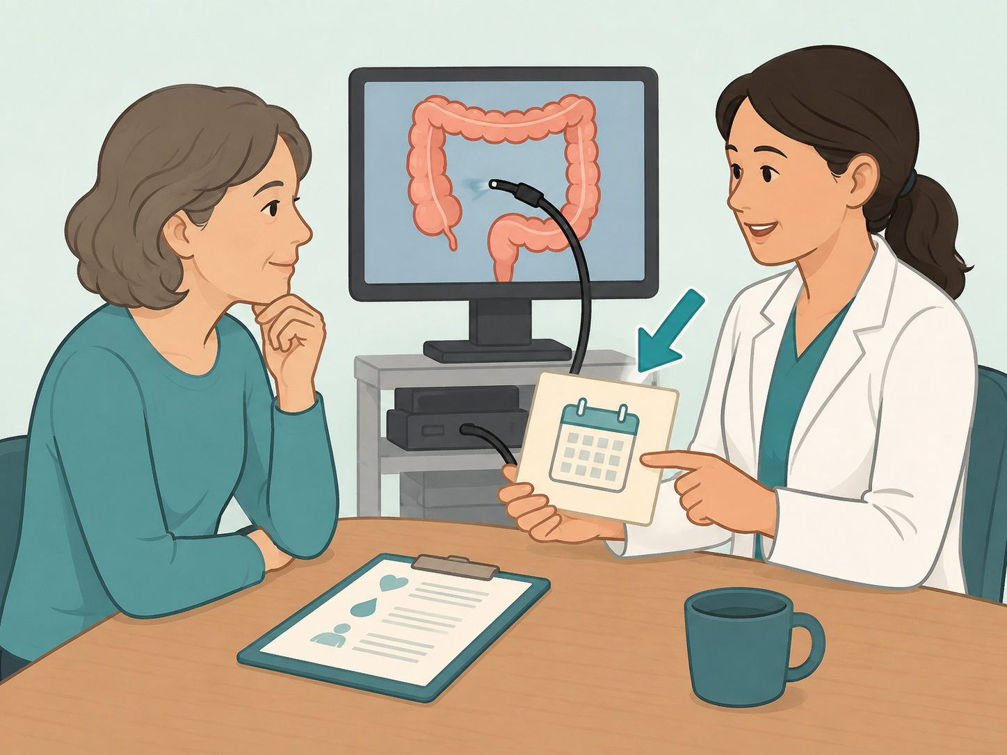 Patient following through on colonoscopy or test results with a healthcare professional.