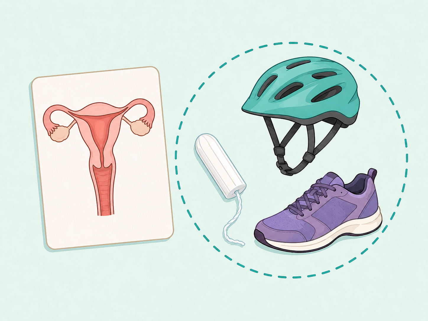 Everyday activities shown beside a simple medical anatomy card.