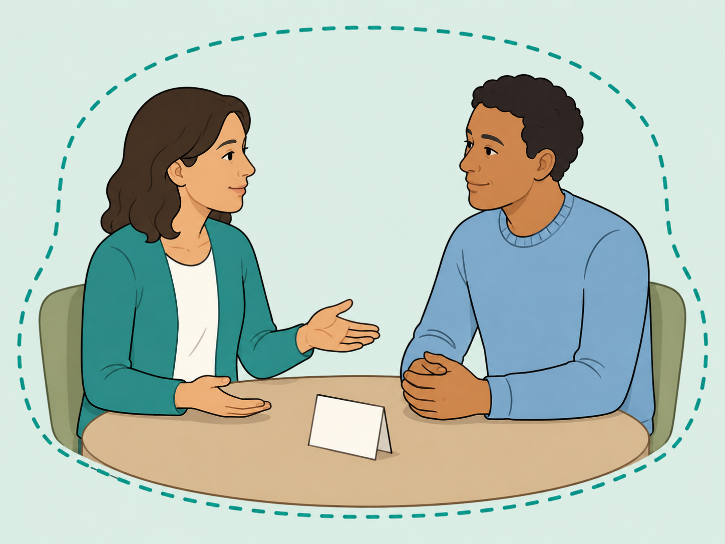 Two adults having a respectful health-focused conversation.