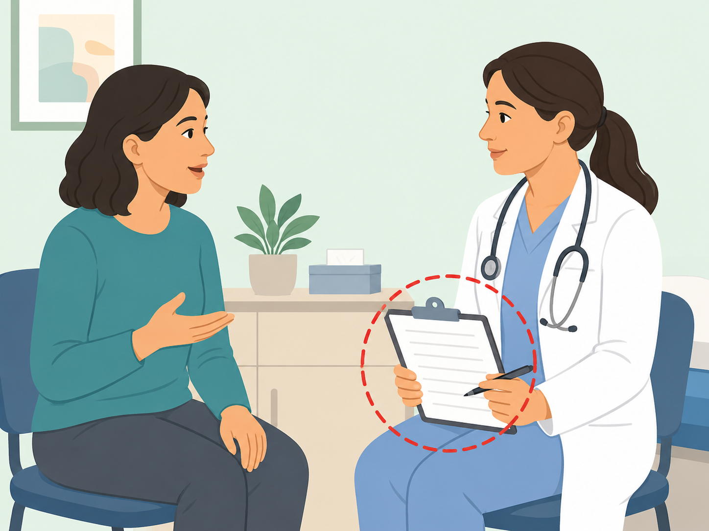 A patient discussing symptoms with a healthcare professional.