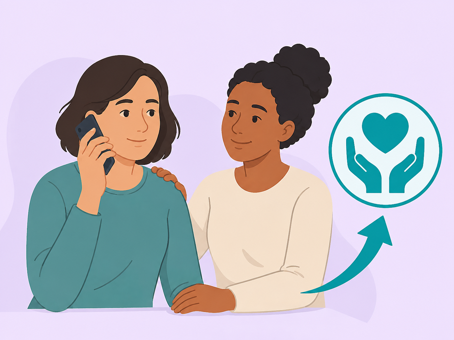 A person reaching out for health or safety support.