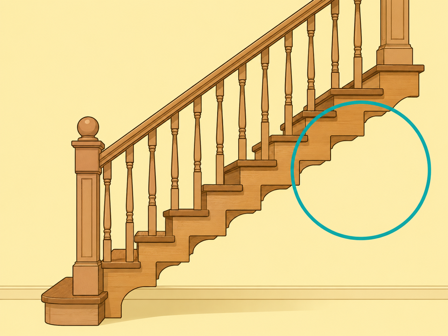 Open stair string showing visible tread and riser profiles.