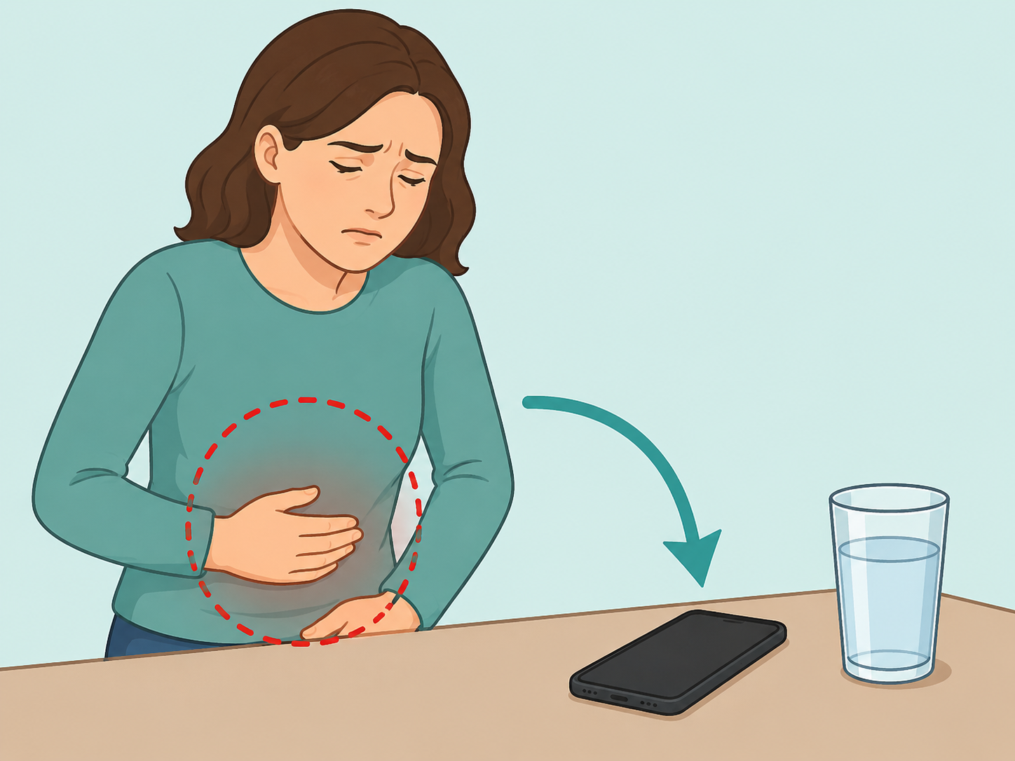 Person seeking help after severe food poisoning symptoms.