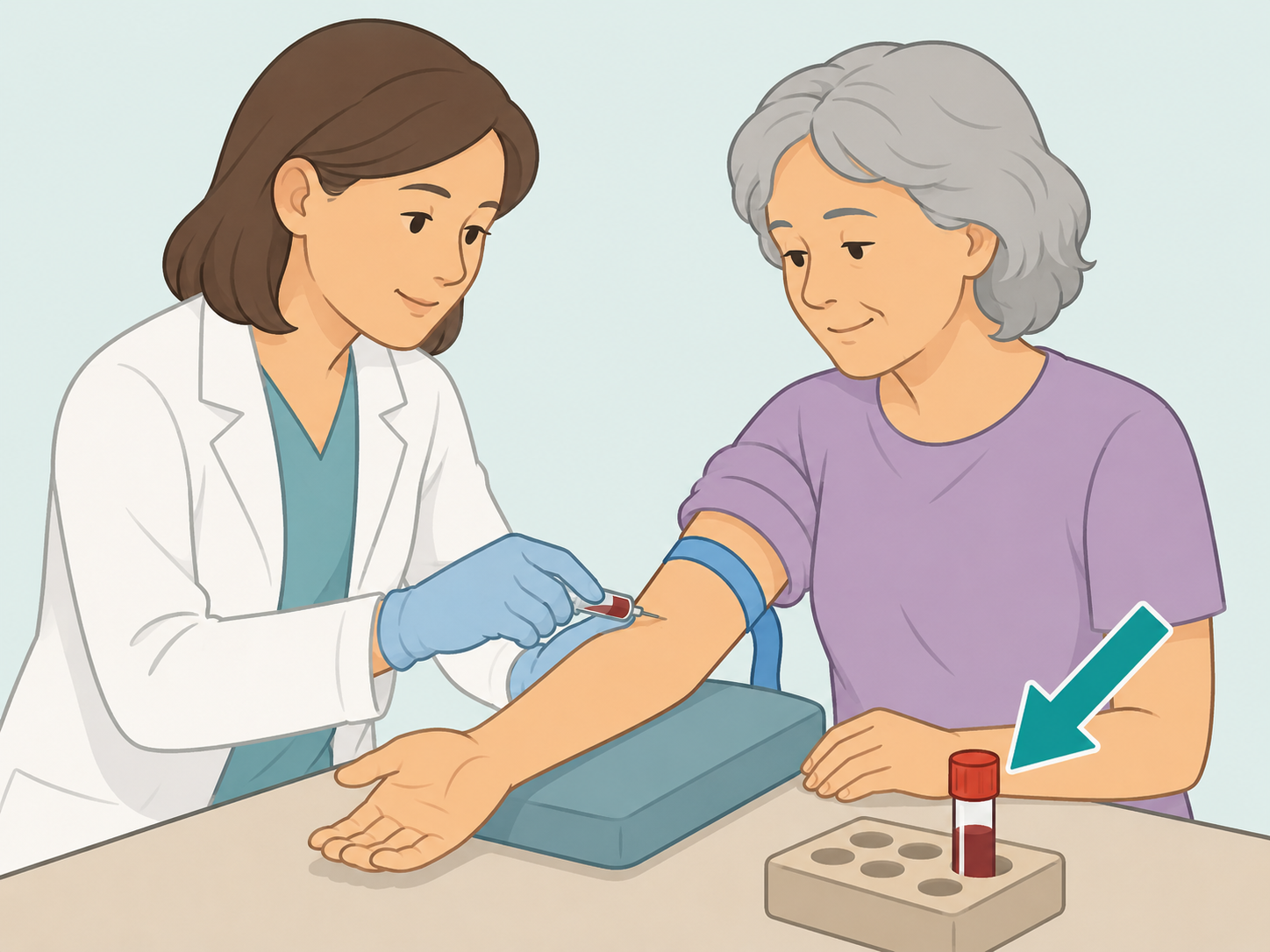 Clinician taking a blood sample for a vitamin B12 test.
