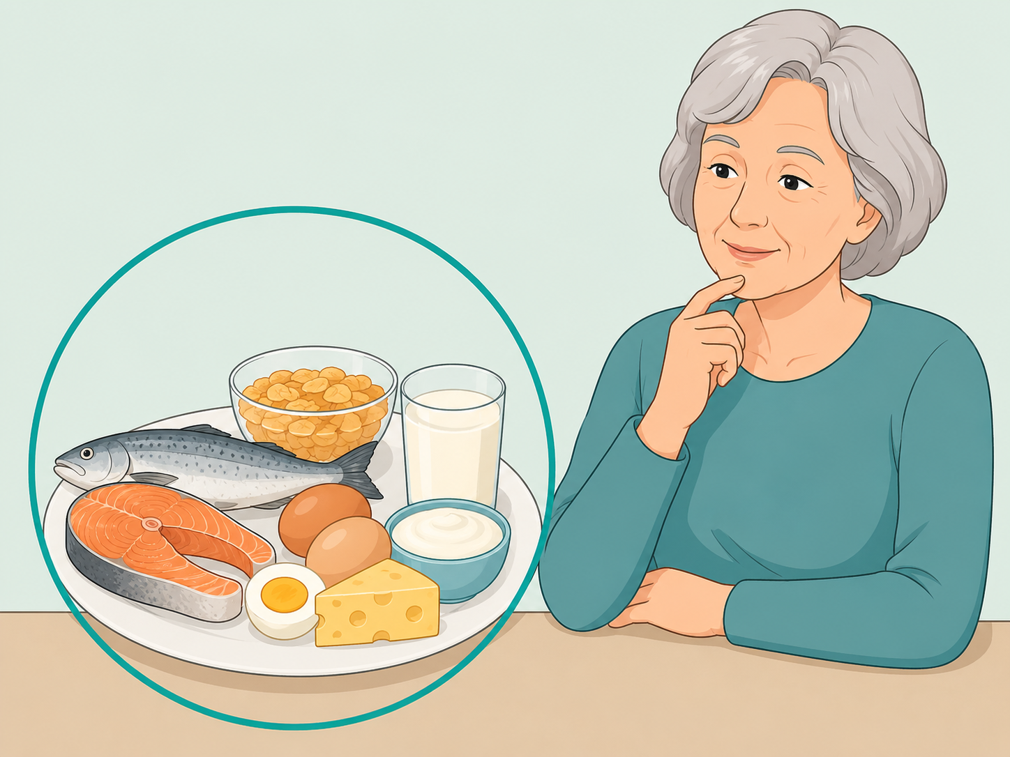 Older adult choosing foods and fortified sources that contain vitamin B12.