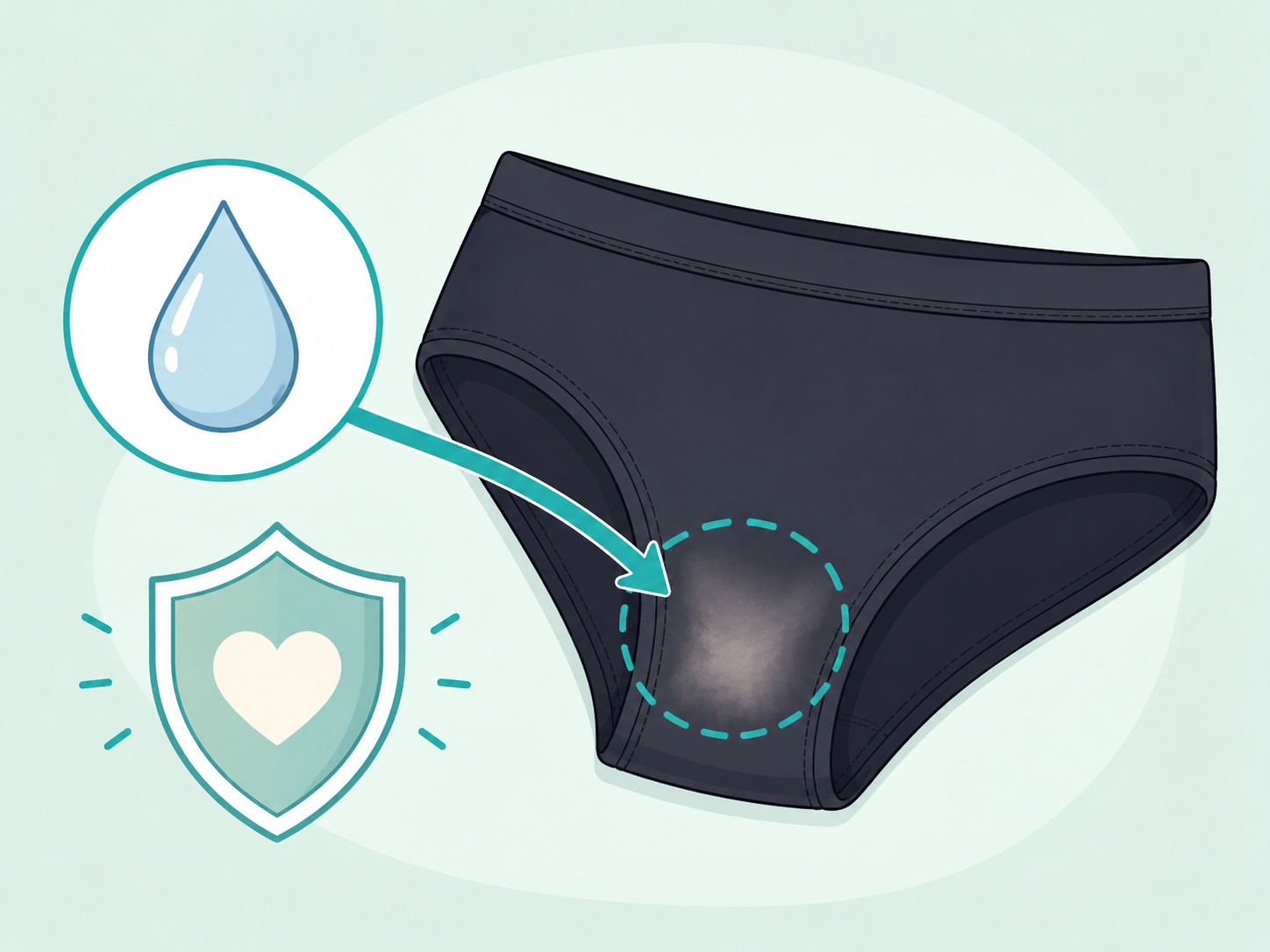 Illustration connecting normal vaginal acidity with a faded patch on underwear.