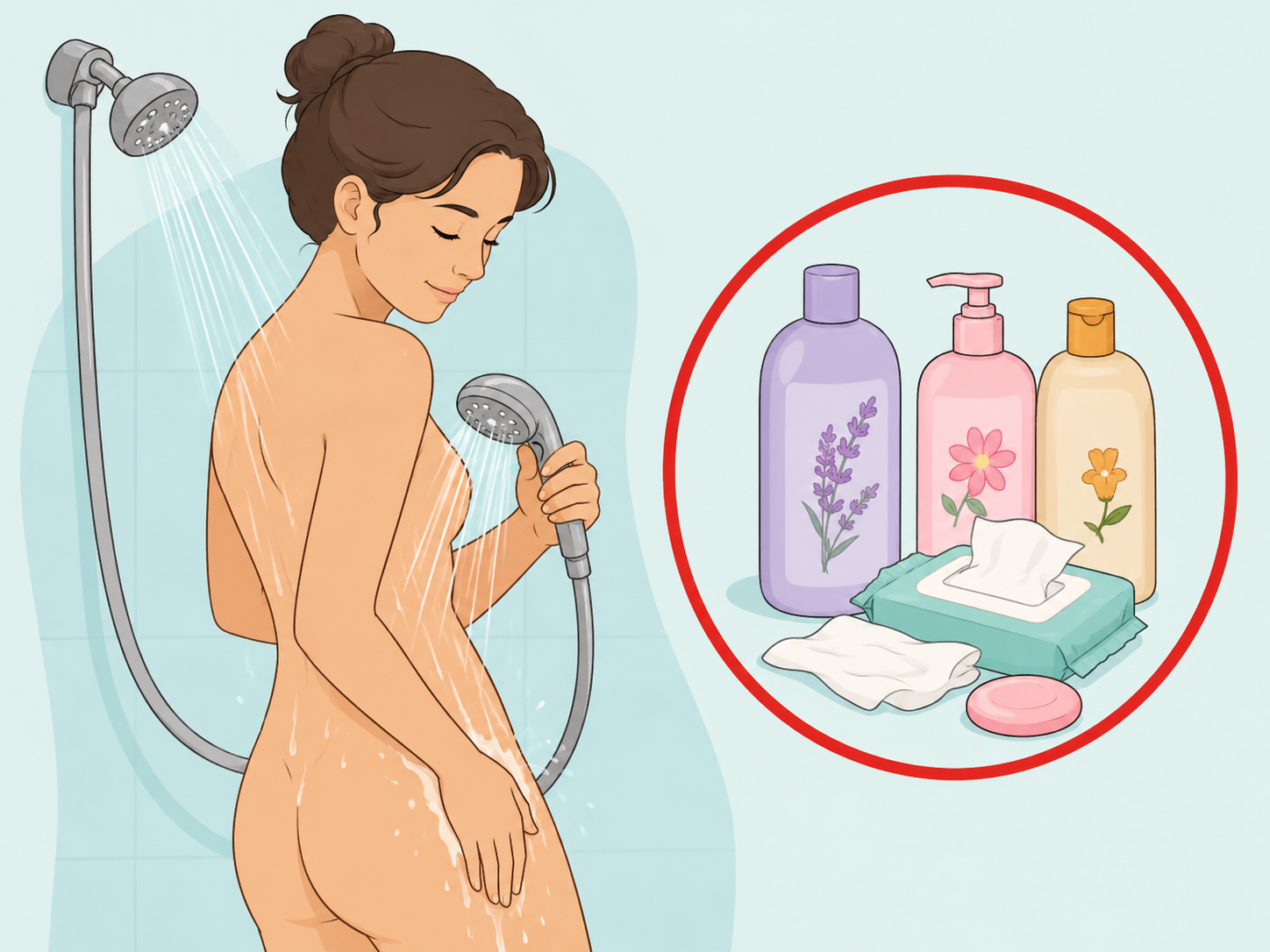 Person choosing simple external cleansing and avoiding scented products.