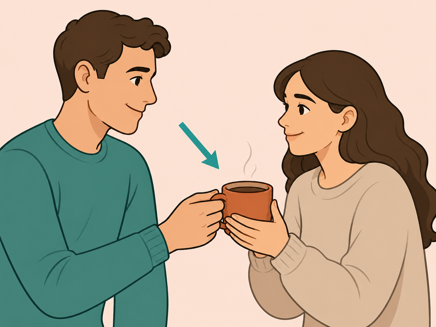 A couple showing everyday appreciation through a small kind gesture.