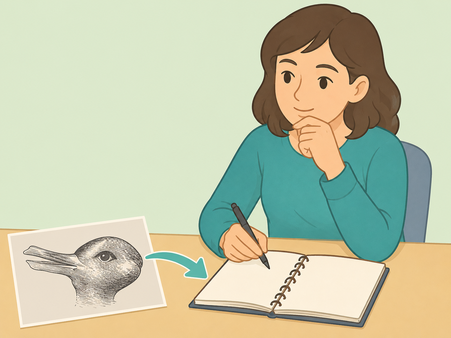 Person using the optical illusion as a gentle reflection prompt.