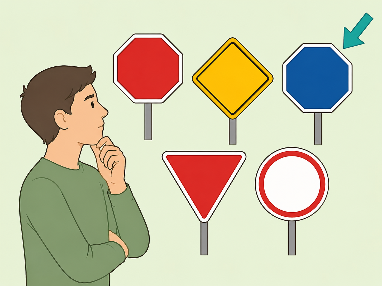 Person using the blue color as a clue that a sign is nonstandard.