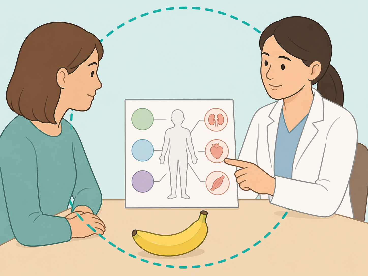 Clinician discussing banana intake for someone with potassium concerns.