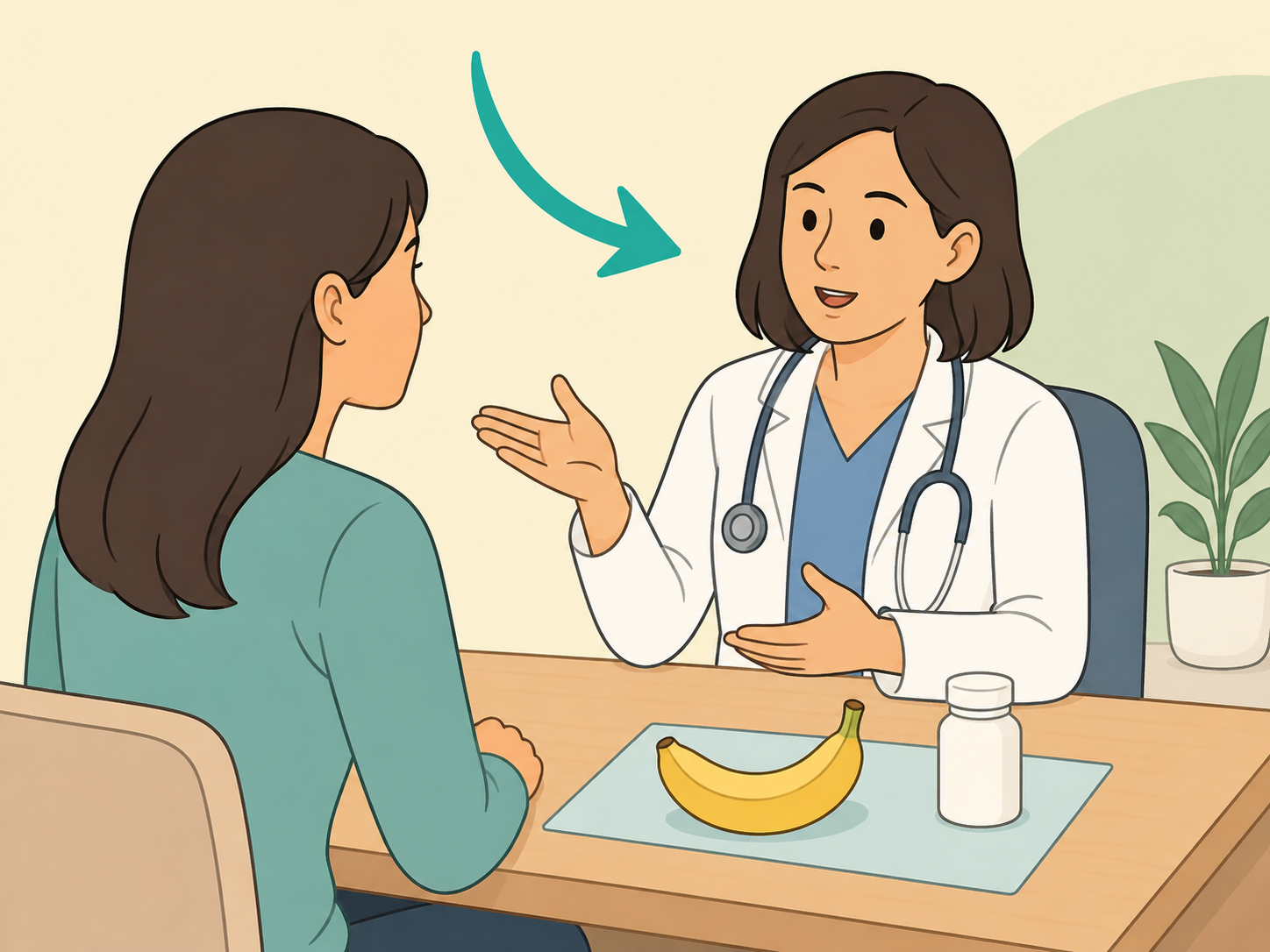 Person asking a doctor about eating bananas every night.
