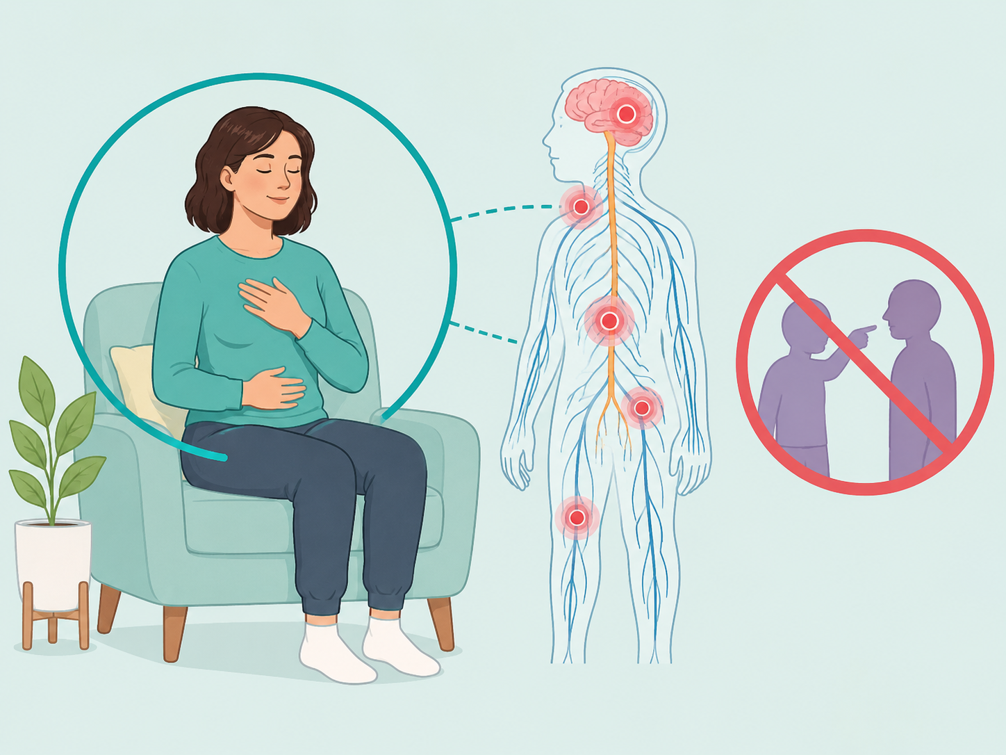 Person understanding fibromyalgia as a real body and nervous system condition, not personal blame.