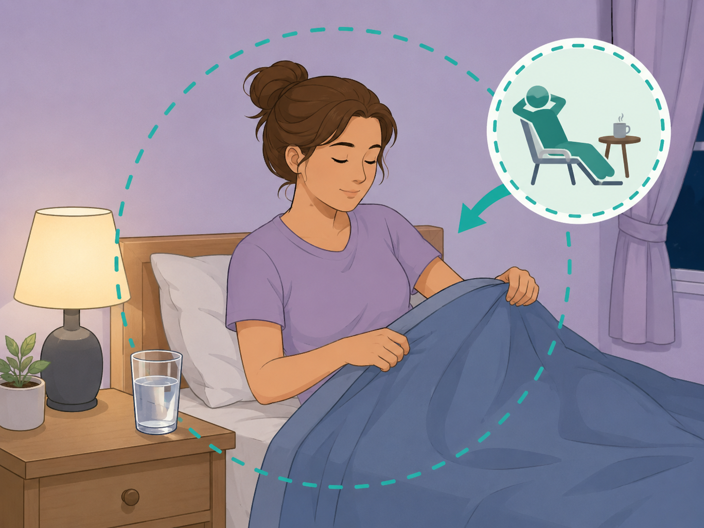 Person protecting sleep and pacing energy with a calm bedtime routine.