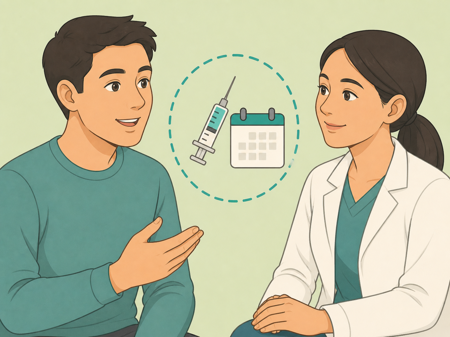 A husband asking a healthcare professional about HPV vaccination.