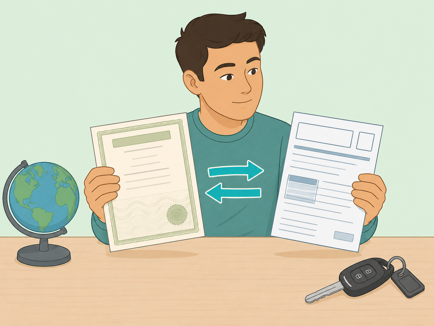 Person comparing local vehicle rules before buying or importing a car.