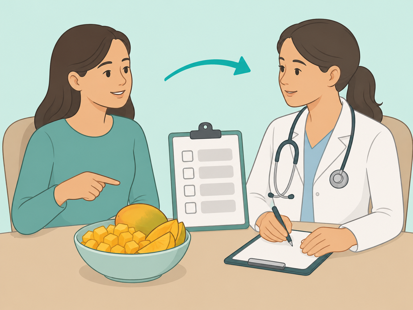 Person discussing mango-related symptoms with a healthcare professional.