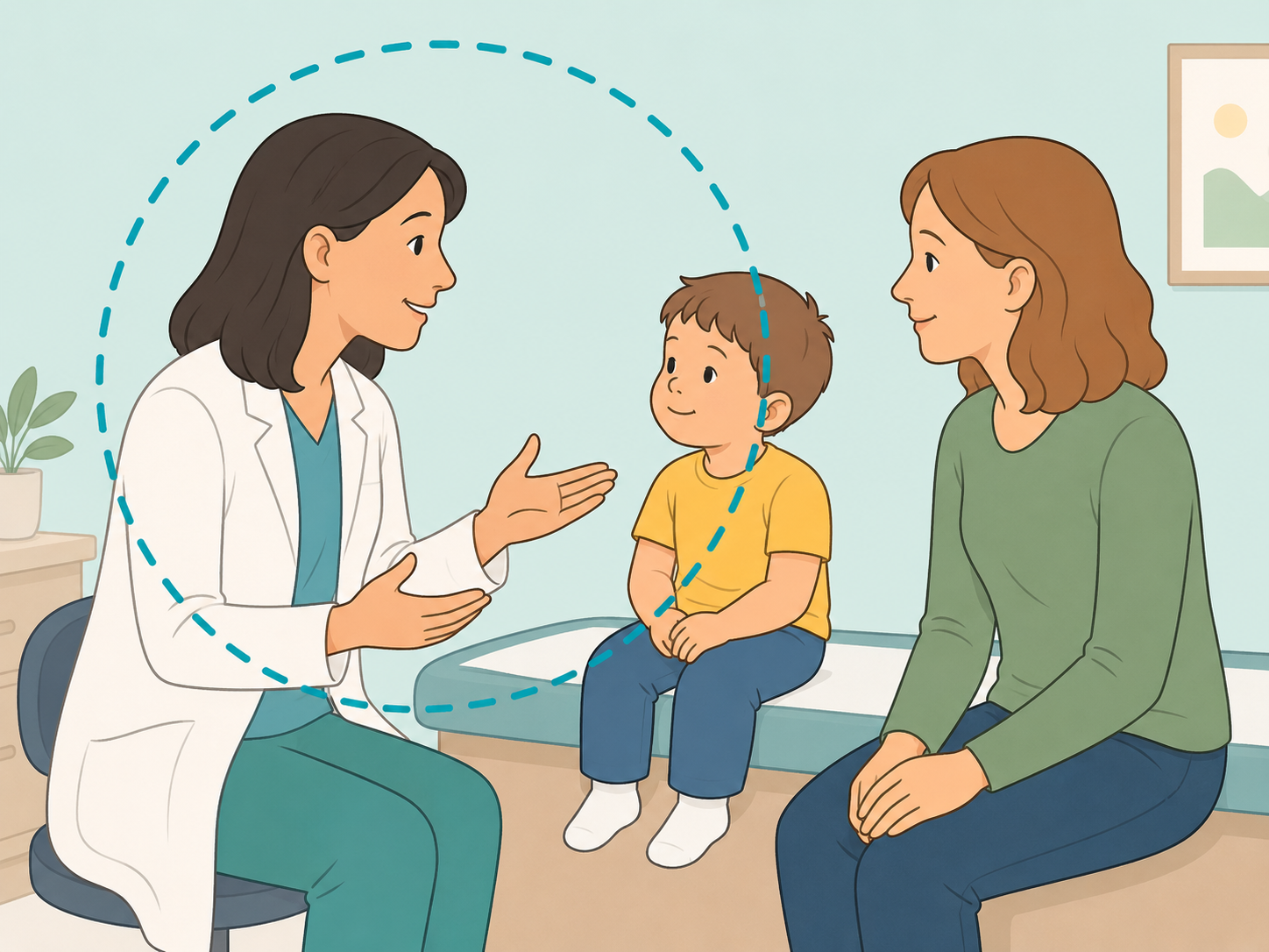 Caregiver asking a pediatric clinician about autism screening.