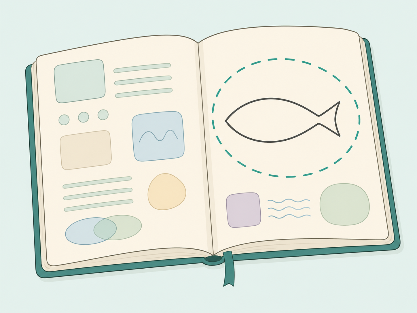 A notebook illustration showing the fish symbol as a compact sign of faith.