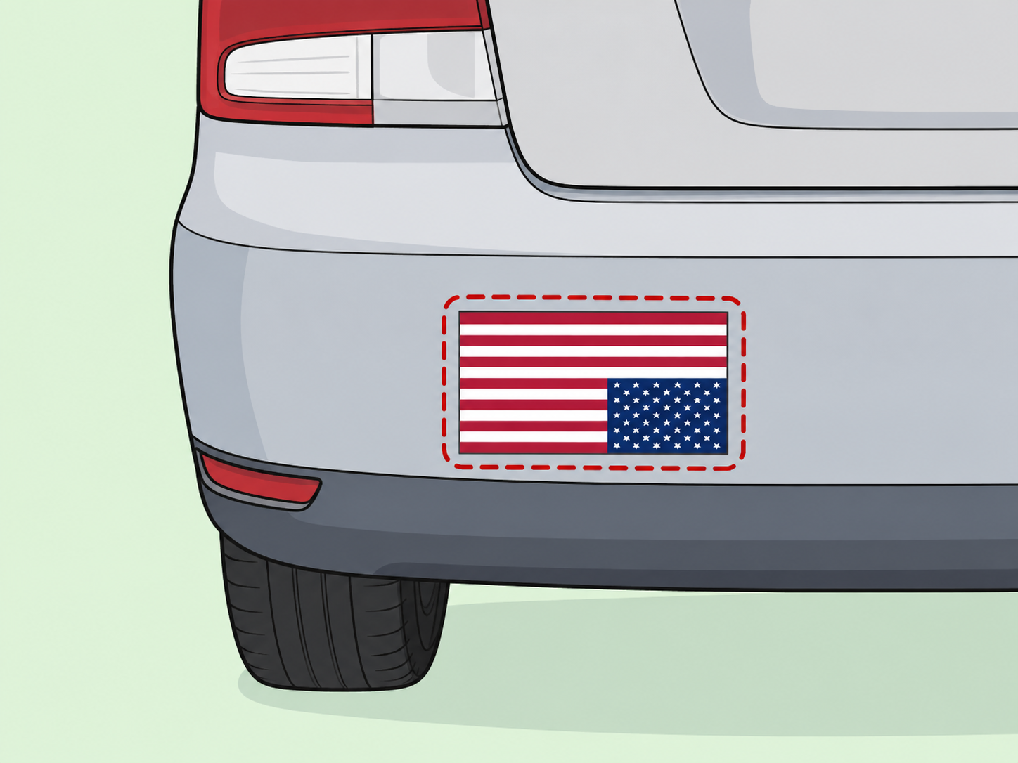 Upside-down flag-style sticker with the lower blue field highlighted.
