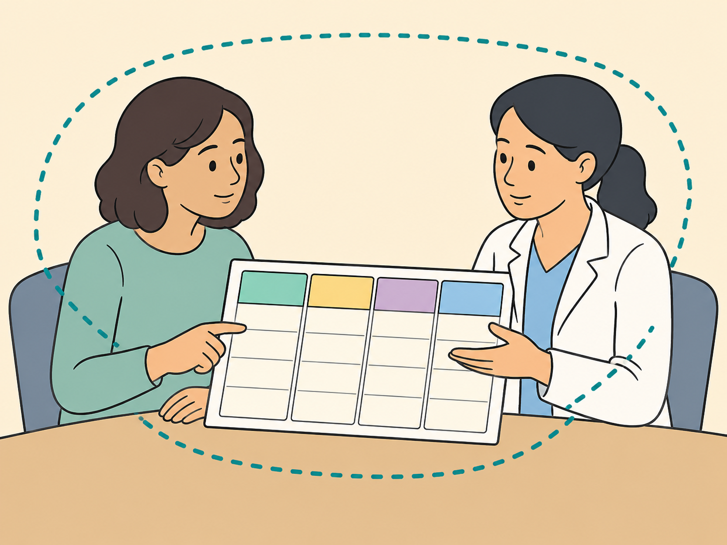 Patient and clinician discussing gallbladder treatment options together.