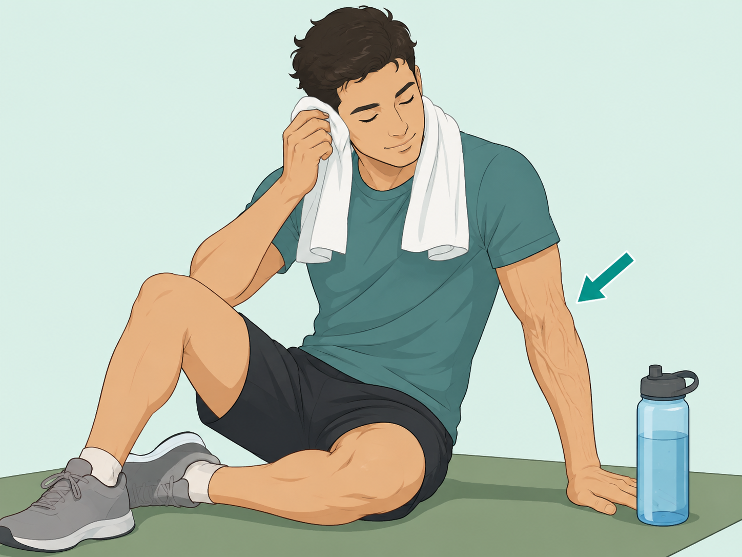 Person noticing more visible veins after exercise.