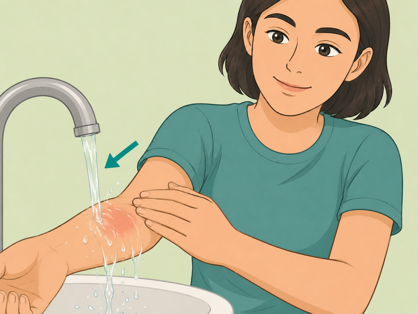 Person washing skin after a reaction to castor leaves.