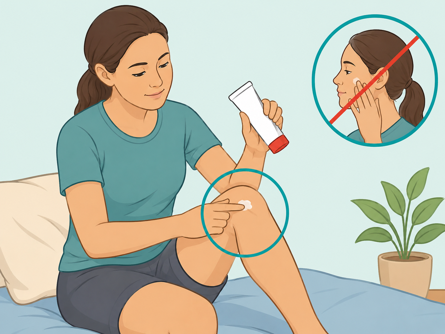 Topical capsaicin cream applied carefully to a sore knee.