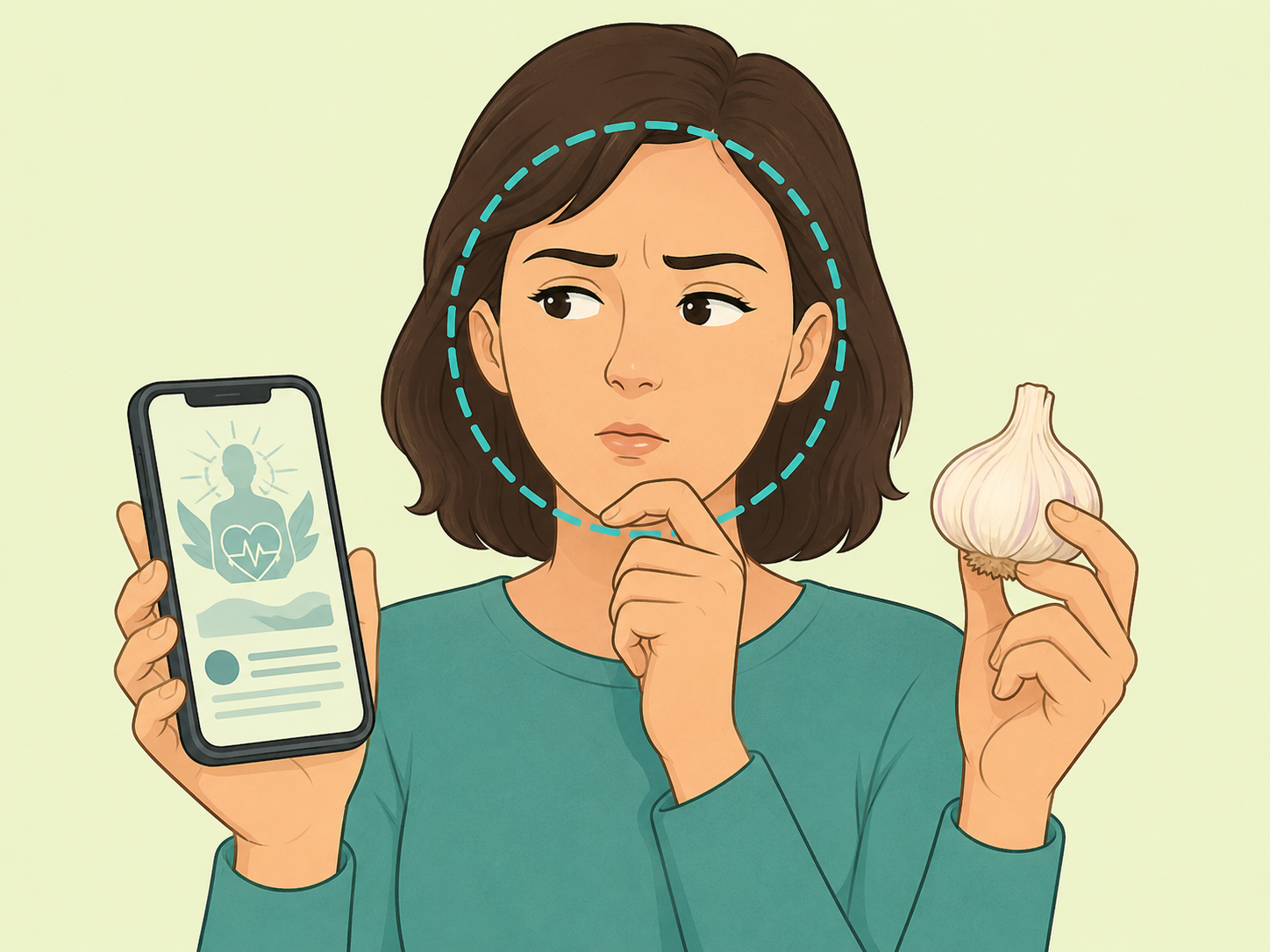Person questioning an online garlic health claim.