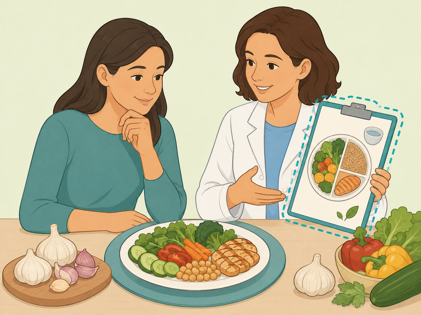 Person discussing a kidney-friendly meal plan with a dietitian.