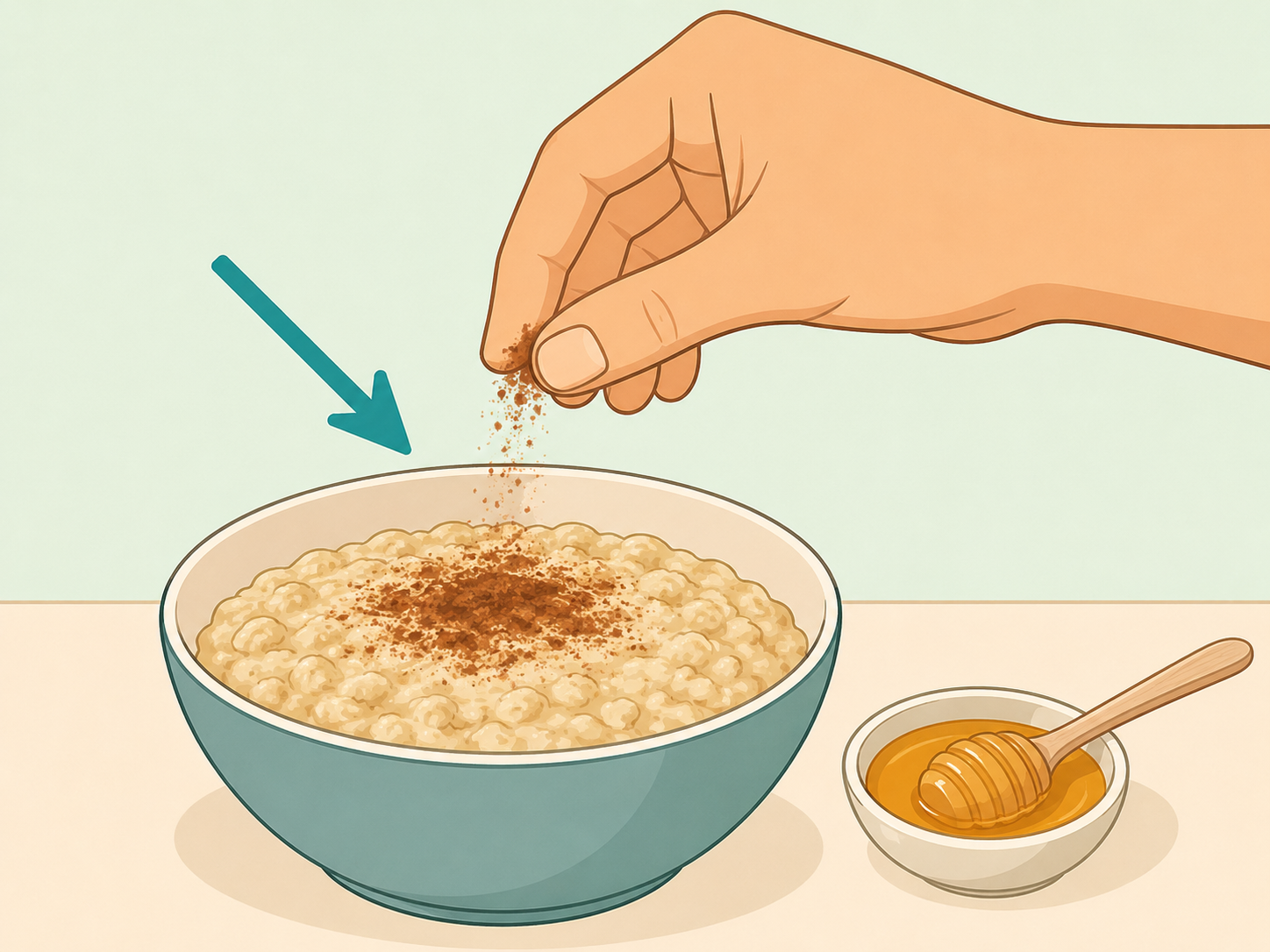 Small food amounts of cinnamon and honey added to breakfast.