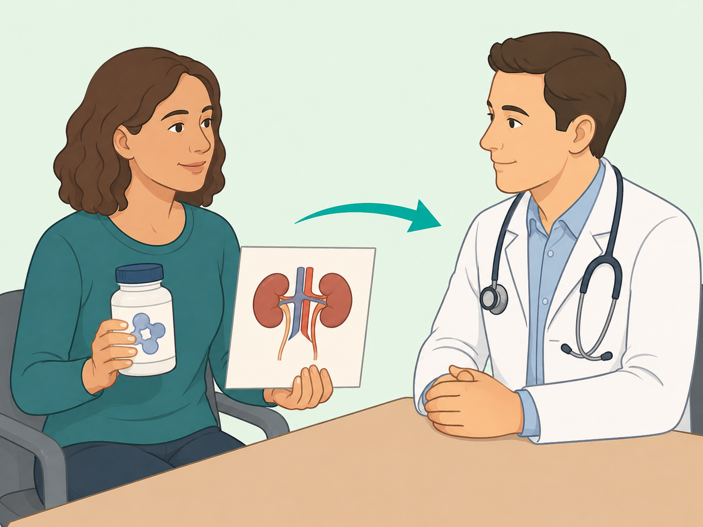 Patient asking a clinician about magnesium safety with kidney disease.