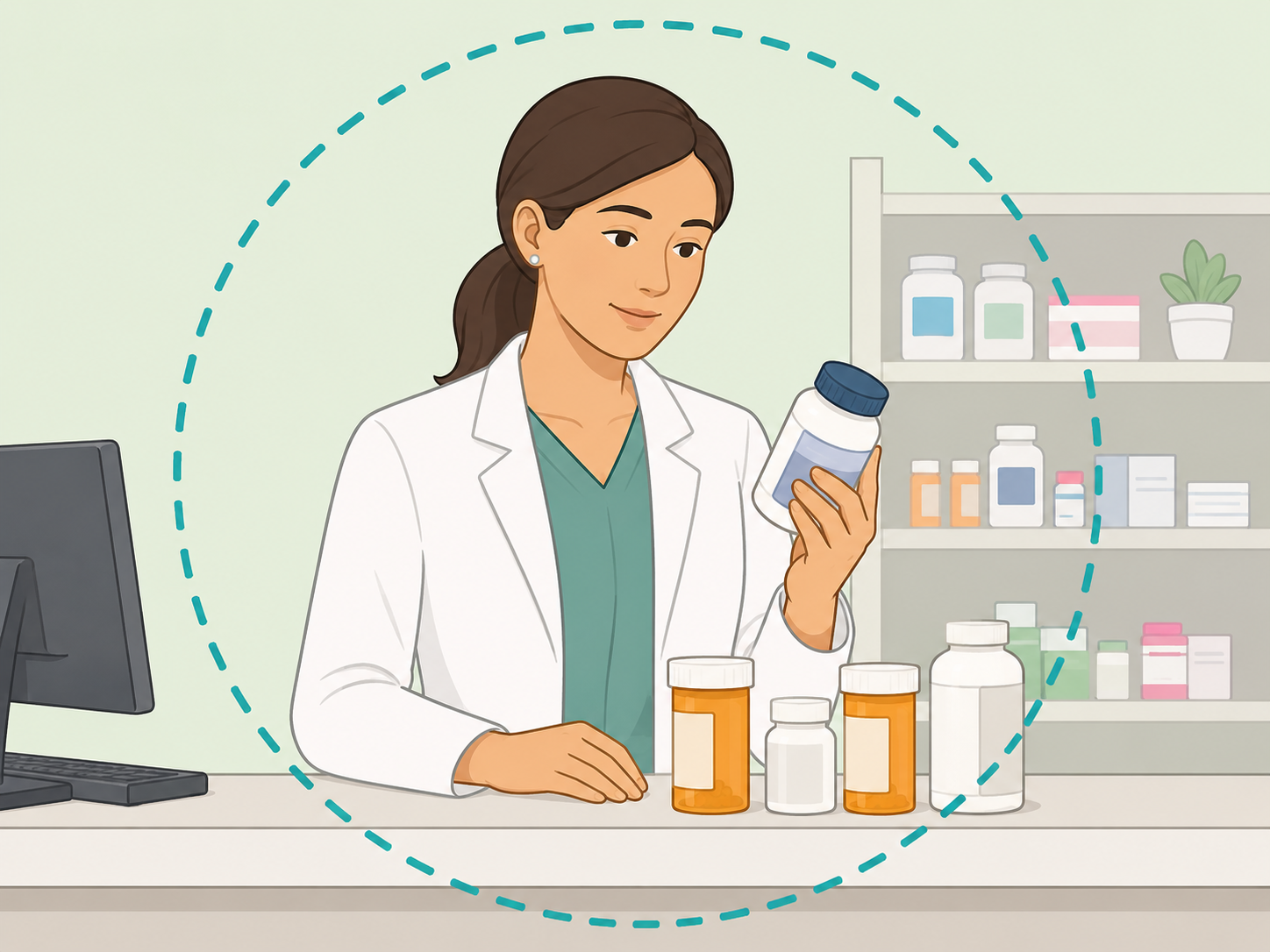 Pharmacist reviewing magnesium with a person’s medication list.