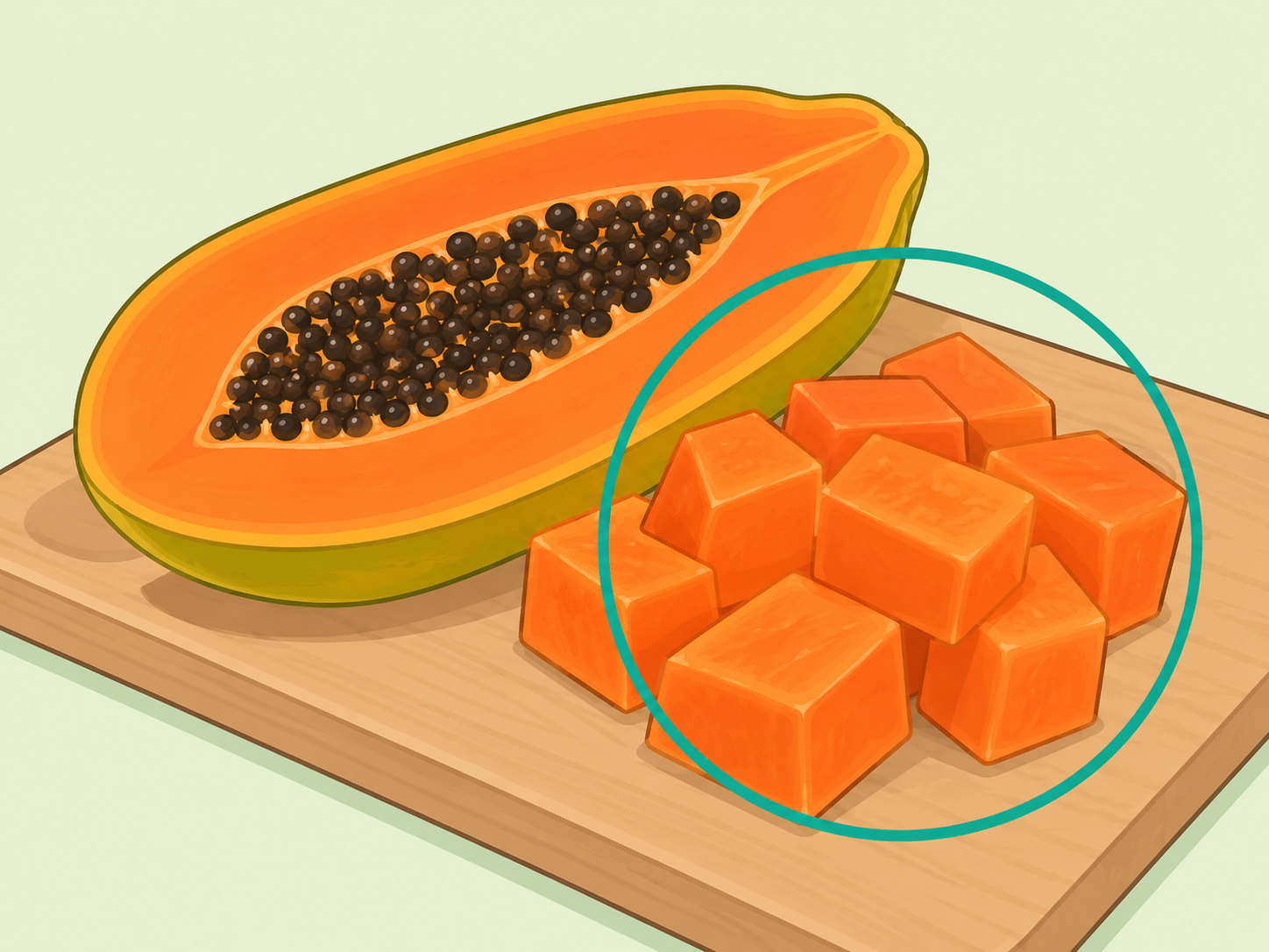 Orange papaya flesh highlighted as a source of carotenoids.