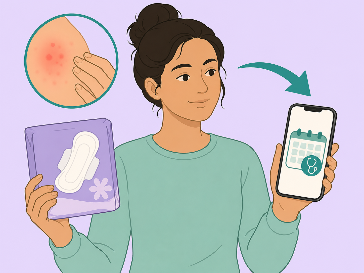A person seeking medical advice after irritation while using sanitary pads.