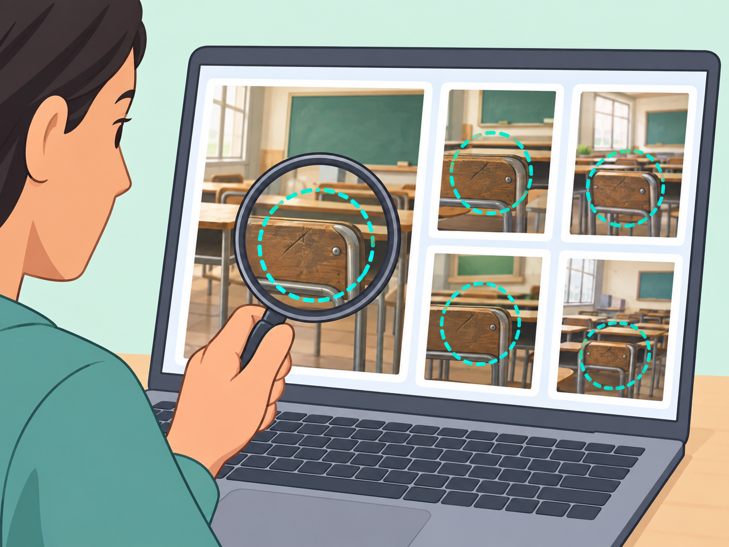 Image search results being compared for matching photo details.