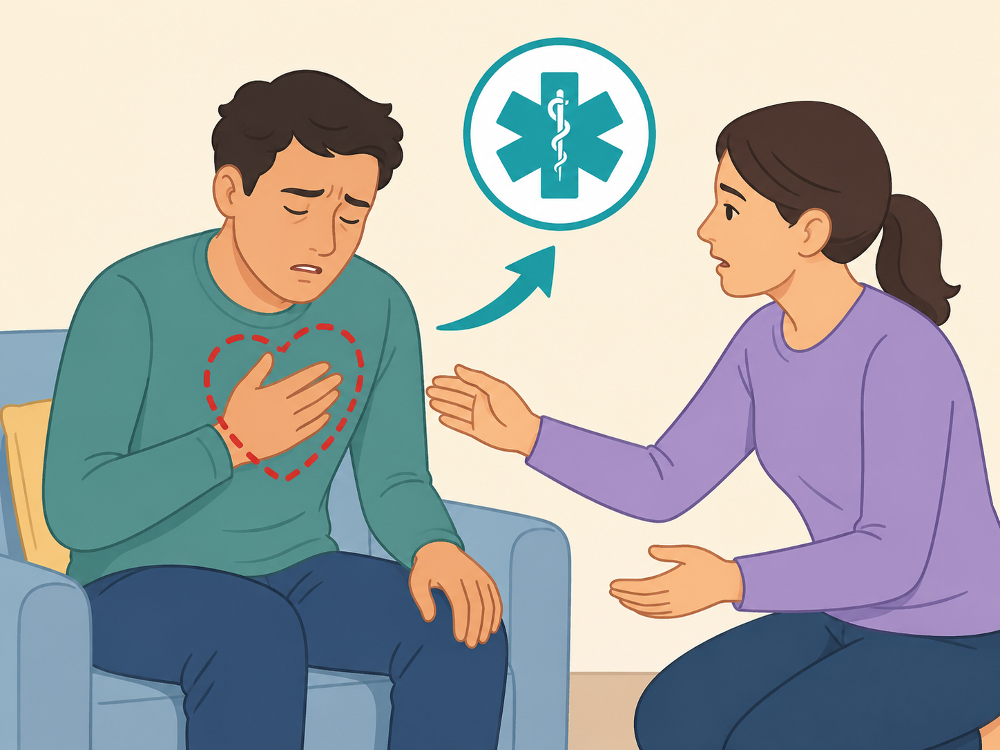 Person noticing chest symptoms after vaccination and seeking medical help.