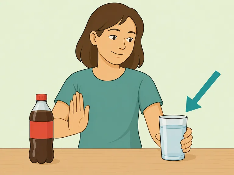 Person choosing water instead of a sugary drink.