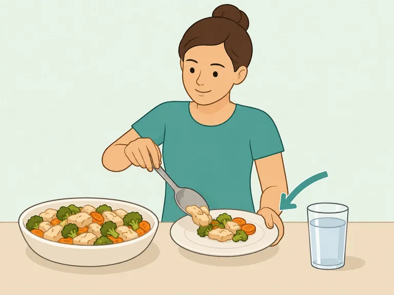 Person creating a realistic portion size for weight management.