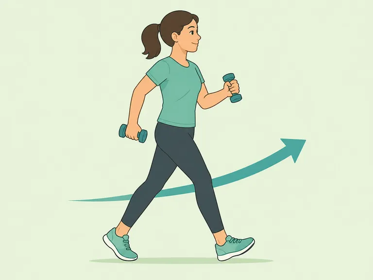 Person walking briskly as part of a regular activity routine.