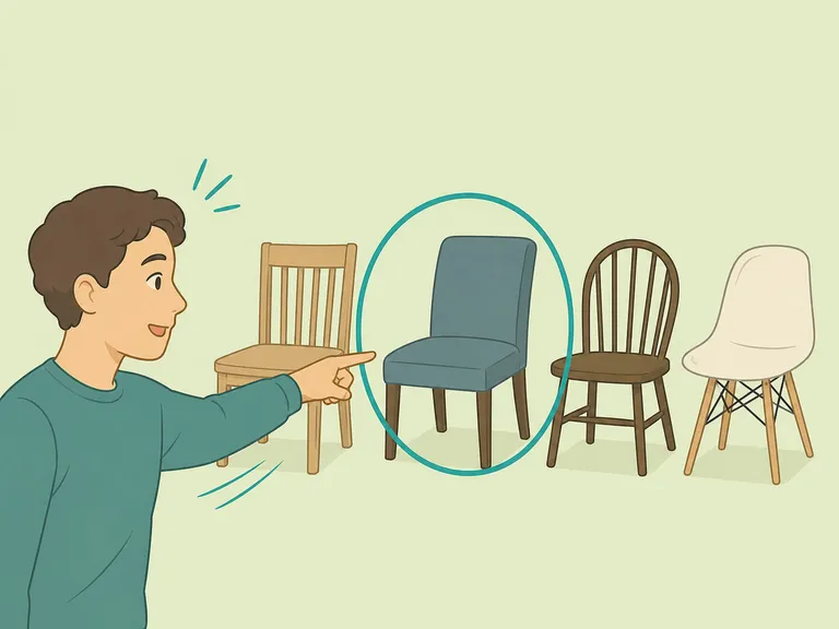 Person choosing a chair quickly and honestly.