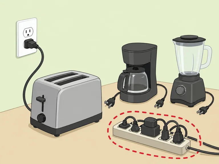 A toaster using a single wall outlet instead of an overloaded power strip.