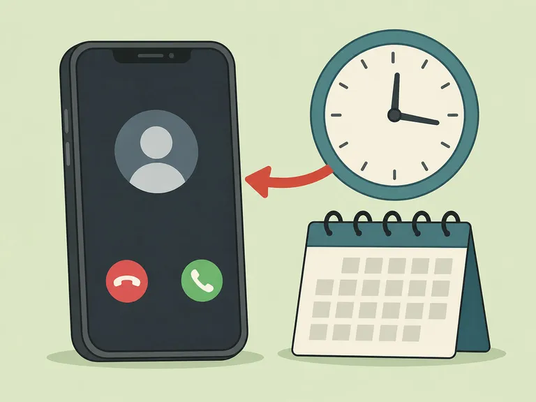 Phone call checked against the time and day before answering.