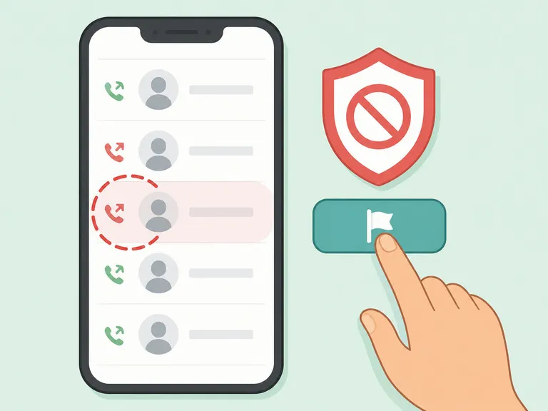 Repeated unwanted caller being blocked and reported from a phone call log.