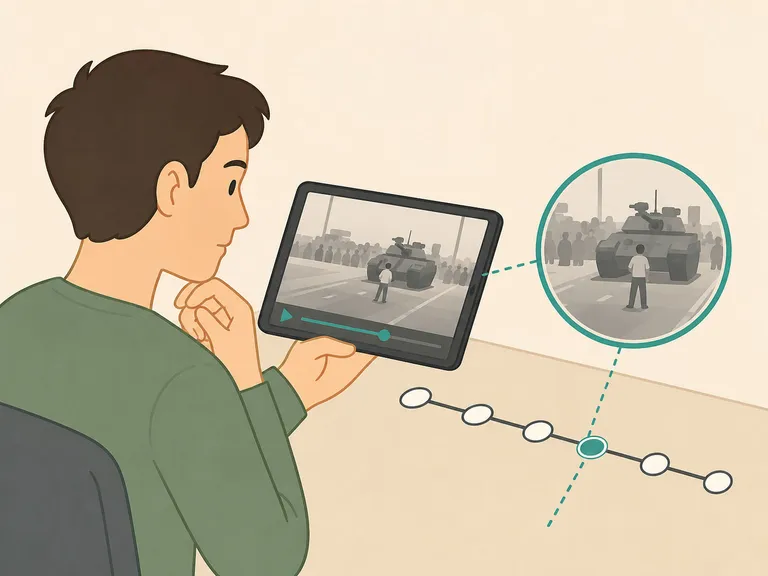 Person comparing video footage with an established event timeline.
