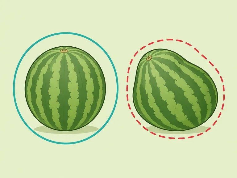 Comparison of an even watermelon shape and a lopsided one.