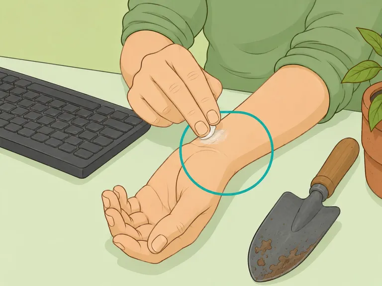 A person applying balm to an overused wrist after repetitive tasks.