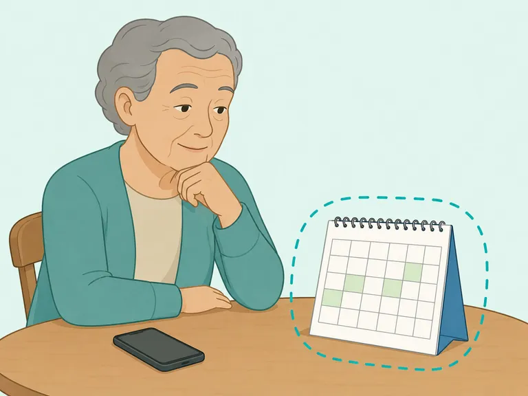 Parent looking at a calendar to understand the pattern of fewer visits.