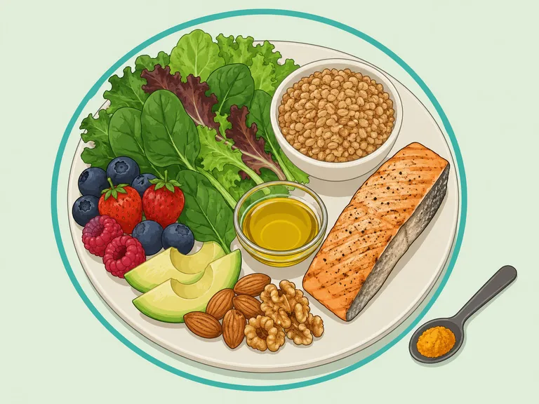 Anti-inflammatory style breakfast foods used as support, not a cure.
